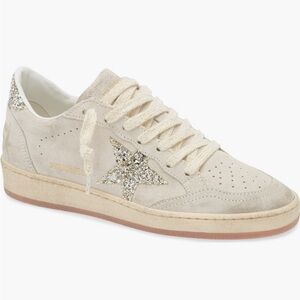 Golden Goose Beige Platino Glitter Star Sneakers